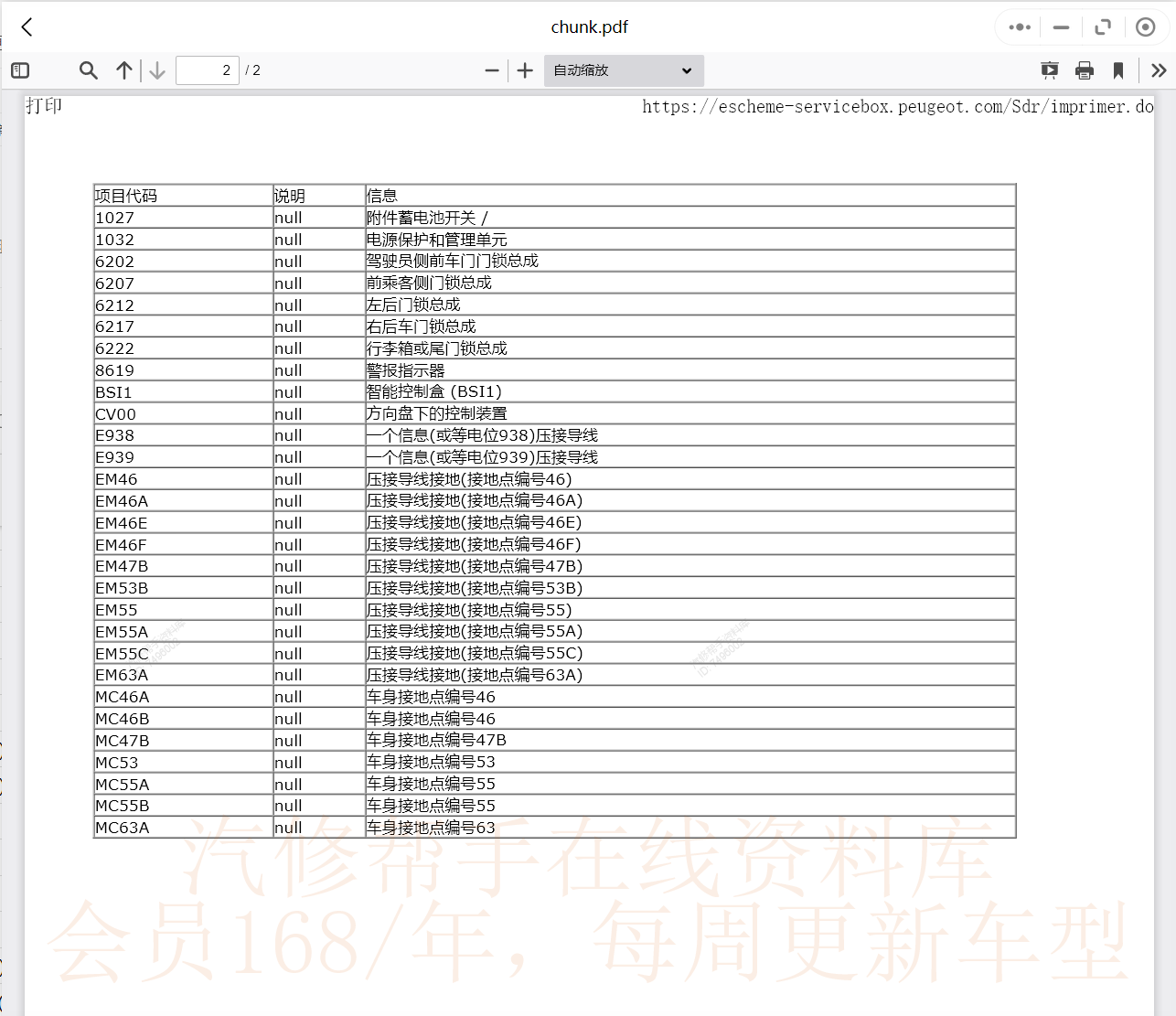 标致维修手册