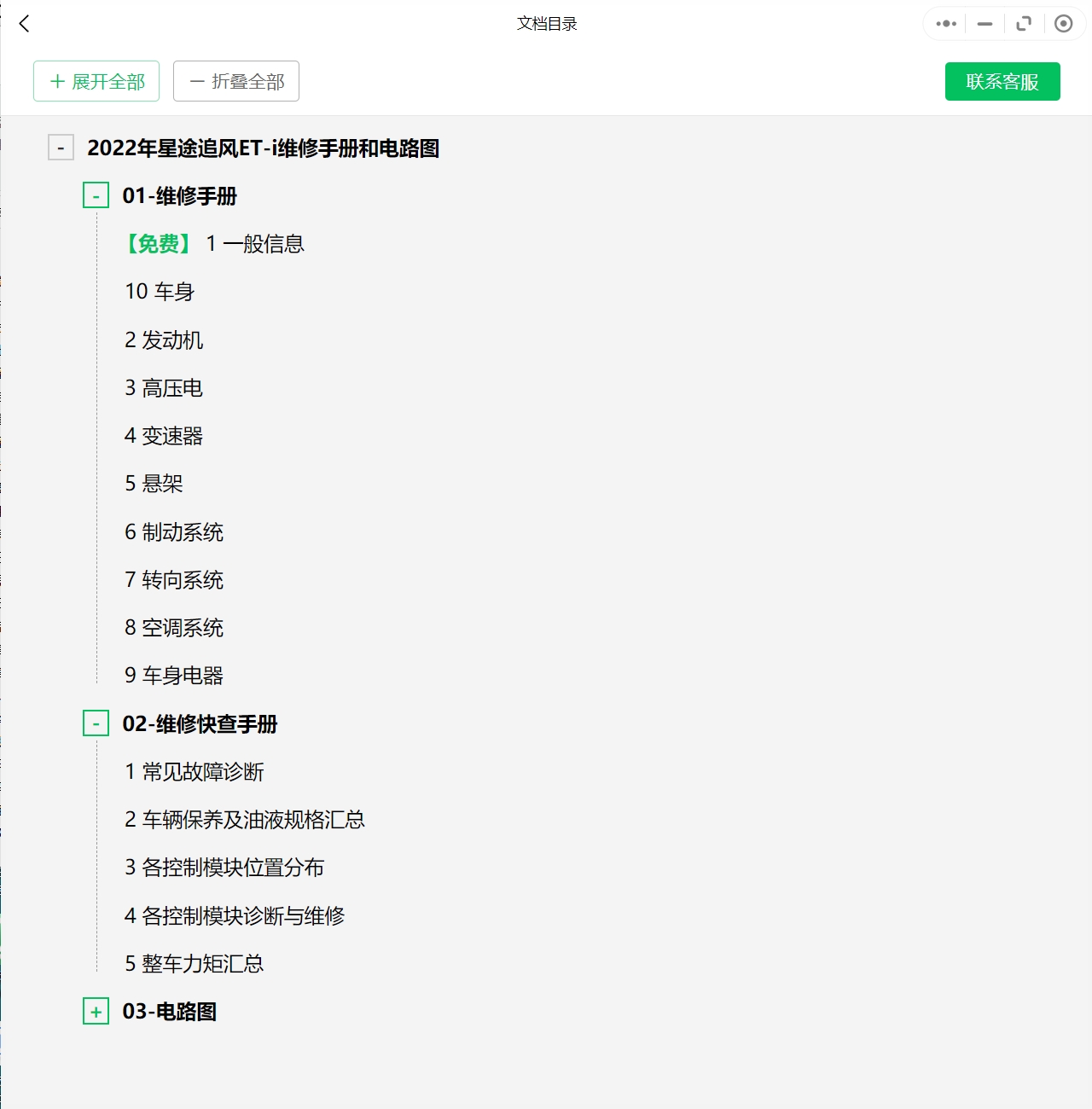 2018-2023年奇瑞星途汽车维修手册和电路图[资料更新]